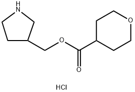 3-Pyrrolidinylmethyl tetrahydro-2H-pyran-4-carboxylate hydrochloride Struktur