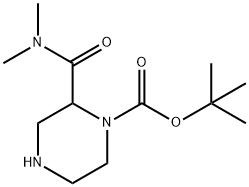 2-Dimethylcarbamoyl-piperazine-1-carboxylic acid tert-butyl ester Struktur