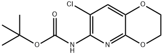 tert-Butyl (7-chloro-2,3-dihydro-[1,4]-dioxino[2,3-b]pyridin-6-yl)carbamate Struktur