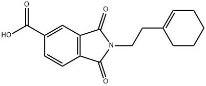 2-(2-cyclohex-1-en-1-ylethyl)-1,3-dioxoisoindoline-5-carboxylic acid Struktur