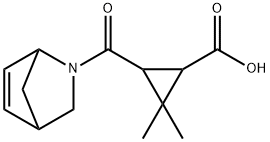 3-(2-azabicyclo[2.2.1]hept-5-en-2-ylcarbonyl)-2,2-dimethylcyclopropanecarboxylic acid Struktur