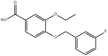 3-ethoxy-4-[(3-fluorobenzyl)oxy]benzoic acid Struktur