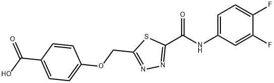 4-[(5-{[(3,4-difluorophenyl)amino]carbonyl}-1,3,4-thiadiazol-2-yl)methoxy]benzoic acid Struktur