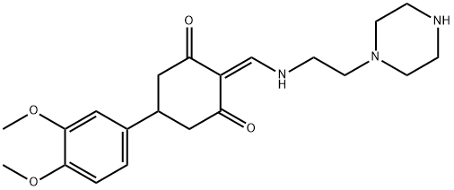 5-(3,4-dimethoxyphenyl)-2-[(2-piperazin-1-ylethylamino)methylidene]cyclohexane-1,3-dione Struktur