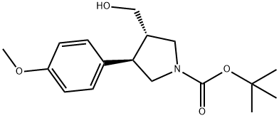 tert-butyl (3S,4R)-3-(hydroxymethyl)-4-(4-methoxyphenyl)pyrrolidine-1-carboxylate Struktur