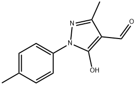 5-hydroxy-3-methyl-1-(4-methylphenyl)-1H-pyrazole-4-carbaldehyde Struktur