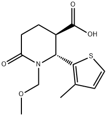 (2R,3R)-1-Methoxymethyl-2-(3-methyl-thiophen-2-yl)-6-oxo-piperidine-3-carboxylic acid Struktur