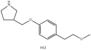 3-{[4-(2-Methoxyethyl)phenoxy]methyl}pyrrolidinehydrochloride Struktur