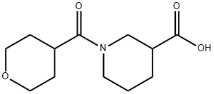 1-(Tetrahydro-2H-pyran-4-ylcarbonyl)-3-piperidinecarboxylic acid Struktur