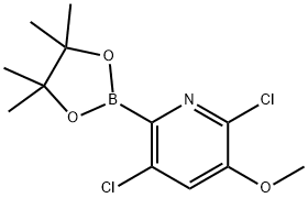 2,5-Dichloro-3-methoxy-6-(4,4,5,5-tetramethyl-1,3,2-dioxaborolan-2-yl)pyridine Struktur