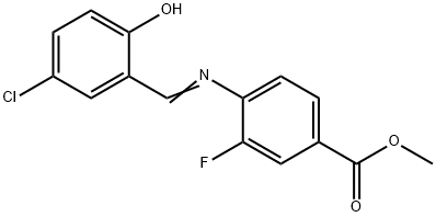 Methyl 4-{[(5-chloro-2-hydroxyphenyl)methylidene]-amino}-3-fluorobenzoate Struktur