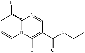 (E)-Ethyl 2-(1-bromoethylidene)-6-chloro-1-vinyl-1,2-dihydropyrimidine-5-carboxylate Struktur