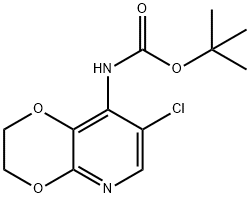 tert-Butyl (7-chloro-2,3-dihydro-[1,4]-dioxino[2,3-b]pyridin-8-yl)carbamate Struktur