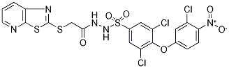 N'1-[2-(pyrido[3,2-d][1,3]thiazol-2-ylthio)acetyl]-3,5-dichloro-4-(3-chloro-4-nitrophenoxy)benzene-1-sulphonohydrazide Struktur