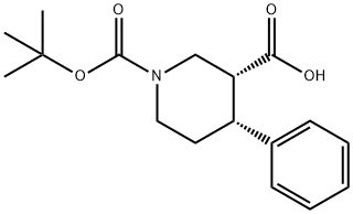 cis-4-Phenylpiperidine-3-carboxylic acid, N-BOC protected Struktur