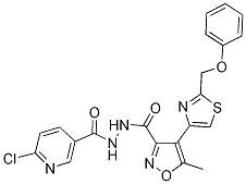 N'3-[(6-chloro-3-pyridyl)carbonyl]-5-methyl-4-[2-(phenoxymethyl)-1,3-thiazol-4-yl]isoxazole-3-carbohydrazide Struktur