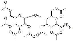 1-[3,4-di(acetyloxy)-6-[(acetyloxy)methyl]-5-({3,4,5-tri(acetyloxy)-6-[(ace tyloxy)methyl]tetrahydro-2H-pyran-2-yl}oxy)tetrahydro-2H-pyran-2-yl]triaza- 1,2-dien-2-ium Struktur