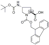 (2S,4R)-4-Aminopyrrolidine-2-carboxylic acid, 4-BOC, N1-FMOC protected Struktur