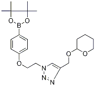 4-(2-{4-[(Tetrahydro-2H-pyran-2-yloxy)methyl]-1H-1,2,3-triazol-1-yl}ethoxy)benzeneboronic acid, pinacol ester Struktur