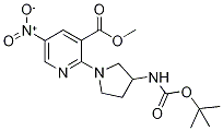 Methyl 2-{3-[(tert-butoxycarbonyl)amino]pyrrolidin-1-yl}-5-nitropyridine-3-carboxylate Struktur