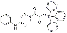 N'1-(2-oxo-2,3-dihydro-1H-indol-3-yliden)-2-oxo-3-(1,1,1-triphenyl-lambda~5~-phosphanylidene)propanohydrazide Struktur