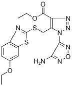 Ethyl 1-(4-amino-1,2,5-oxadiazol-3-yl)-5-{[(6-ethoxy-1,3-benzothiazol-2-yl)thio]methyl}-1H-1,2,3-triazole-4-carboxylate Struktur