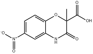 3,4-Dihydro-2-methyl-6-nitro-3-oxo-2H-1,4-benzoxazine-2-carboxylic acid Struktur