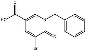 1-Benzyl-5-bromo-1,6-dihydro-6-oxonicotinic acid, 1-Benzyl-3-bromo-5-carboxypyridin-2(1H)-one Struktur