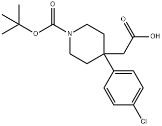 2-[1-(tert-Butoxycarbonyl)-4-(4-chlorophenyl)piperidin-4-yl]acetic acid Struktur