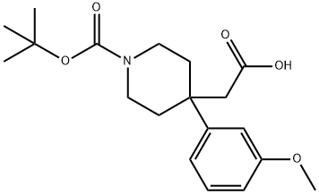 2-[1-(tert-Butoxycarbonyl)-4-(3-methoxyphenyl)piperidin-4-yl]acetic acid Struktur