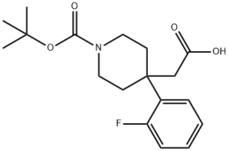 2-[1-(tert-Butoxycarbonyl)-4-(2-fluorophenyl)piperidin-4-yl]acetic acid Struktur