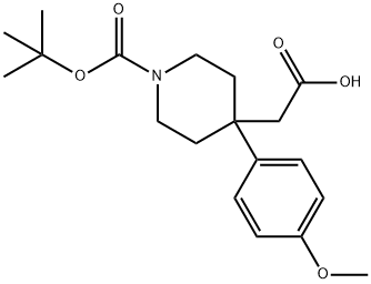 2-[1-(tert-Butoxycarbonyl)-4-(4-methoxyphenyl)piperidin-4-yl]acetic acid Struktur