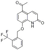 5-Acetyl-1,2-dihydro-2-oxo-8-{[2-(trifluoromethyl)benzyl]oxy}quinoline, 2-{[(5-Acetyl-1,2-dihydro-2-oxoquinolin-8-yl)oxy]methyl}benzotrifluoride Struktur