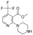 Methyl 2-(piperazin-1-yl)-4-(trifluoromethyl)pyridine-3-carboxylate, 3-(Methoxycarbonyl)-2-(piperazin-1-yl)-4-(trifluoromethyl)pyridine, 1-[3-(Methoxycarbonyl)-4-(trifluoromethyl)pyridin-2-yl]piperazine Struktur