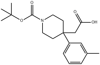 2-[1-(tert-Butoxycarbonyl)-4-m-tolylpiperidin-4-yl]acetic acid Struktur