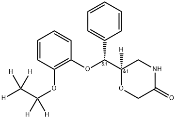 rel-(2R,3R)-6-[α-(2-Ethoxy-d5-phenoxy)benzyl]morpholin-3-one Struktur