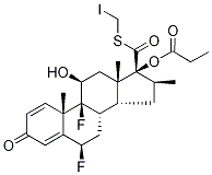 5-Iodomethyl 6α,9α-Difluoro-11β-hydroxy-16α-methyl-3-oxo-17α-(3,3,3-d3-propionyloxy)-androsta-1,4-diene-17β-carbothioate Struktur