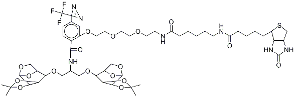 2-[2-[2-[2-[6-(Biotinylaminohexanoyl]aminoethoxy]ethoxy]ethoxy]-4-[3-(trifluoromethyl)-3H-diazirin-3-yl]benzoic Acid 1,3-Bis[1,6-anhydro-2,3-O-isopropylidene--D-mannopyranos-4-yloxy)-2-propylamine Amide Struktur