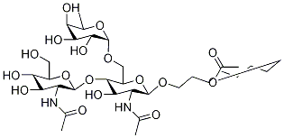 8-Methoxycarbonyloctyl-4-O-(2’-acetamido-2’-deoxy-β-D-glucopyranosyl)-6-O-α-L-fucopyranosyl-2-deoxy-β-D-glucopyranoside Struktur