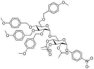 4-Nitrophenyl 2,3,4-tri-O-acetyl-6-O-(2,3,4,6-tetra-O-[4-methoxybenzyl]-α-D-glucopyranosyl)-α-D-glucopyranoside Struktur