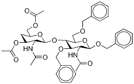 Benzyl 2-Deoxy-2-acetamido-3,6-di-O-benzyl-4-(2’-deoxy-2’-acetamido-3’,6”-O-diacetyl-4’-deoxy--D-glucopyranosyl)--D-glucopyranoside Struktur