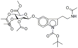 N-Acetyl-N-tert-butoxycarbonyl Serotonin Tri-O-acetyl-β-D-glucuronide Methyl Ester Struktur