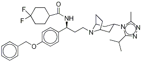 4,4-Difluoro-N-[(1S)-1-(4-benzyloxyphenyl)-3-[(3-exo)-3-[3-Methyl-5-(1-Methylethyl)-4H-1,2,4-triazol-4-yl]-8-azabicyclo[3.2.1]oct-8-yl]propyl]-cyclohexanecarboxaMide Struktur