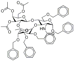 Benzyl 2-AcetaMido-6-O-benzyl-3-(2,3,4-tri-O-benzyl-β-L-fucopyranosyl) -4-(2,3,4,6-tetraacetate-β-D-galactopyranosyl)-2-deoxy-α-D-glucopyranoside Struktur