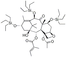 (2E)-2-Methyl-2-butenoic Acid (2aR,4S,4aS,6R,9S,11S,12S,12aR,12bS)-
12b-(acetyloxy)-2a,3,4,4a,5,6,9,10,11,12,12a,12b-dodecahydro-4,6,9-tri-O-triethylsilyl-11-hydroxy-4a,8,13,13-tetraMethyl-5-oxo-7,11-Methano-1H-cyclodeca[3,4]benz[1,2-b]oxet-12-yl Ester Struktur