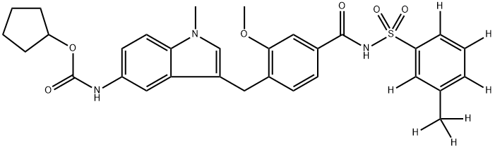 Cyclopentyl 3-[2-Methoxy-4-[M-(tolyl-d7)sulfonylcarbaMoyl)benzyl]-1-Methylindol-5-ylcarbaMate Struktur