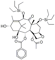 (2aR,4S,4aS,6R,9S,11S,12S,12aR,12bS)-12b-(Acetyloxy)-12-(benzoyloxy)-1,2a,3,4,4a,6,9,10,11,12,12a,12b-dodecahydro-9,11-dihydroxy-4a,8,13,13-tetramethyl-4,6-bis[(triethylsilyl)oxy]-7,11-methano-5H-cyclodeca[3,4]benz[1,2-b]oxet-5-one-d5 Struktur