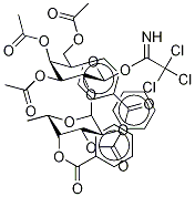 3,4,6-Tri-O-acetyl-2-O-(2’,3’,4’-tri-O-benzoyl-α-L-fucopyranosyl)-galactopyranosyl Trichloroacetimidate
 Struktur