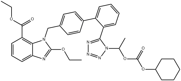 Ethyl-1-([2'-[1-(1-[[(Cyclohexyloxy)carbonyl]oxy]ethyl]-1H-tetrazol-5-yl]biphenyl-4-yl]Methyl)-2-ethoxy-1H-benziMidazole-7-carboxylate Struktur