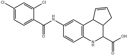 8-[(2,4-Dichlorobenzoyl)amino]-3a,4,5,9b-tetrahydro-3H-cyclopenta[c]quinoline-4-carboxylic acid Struktur